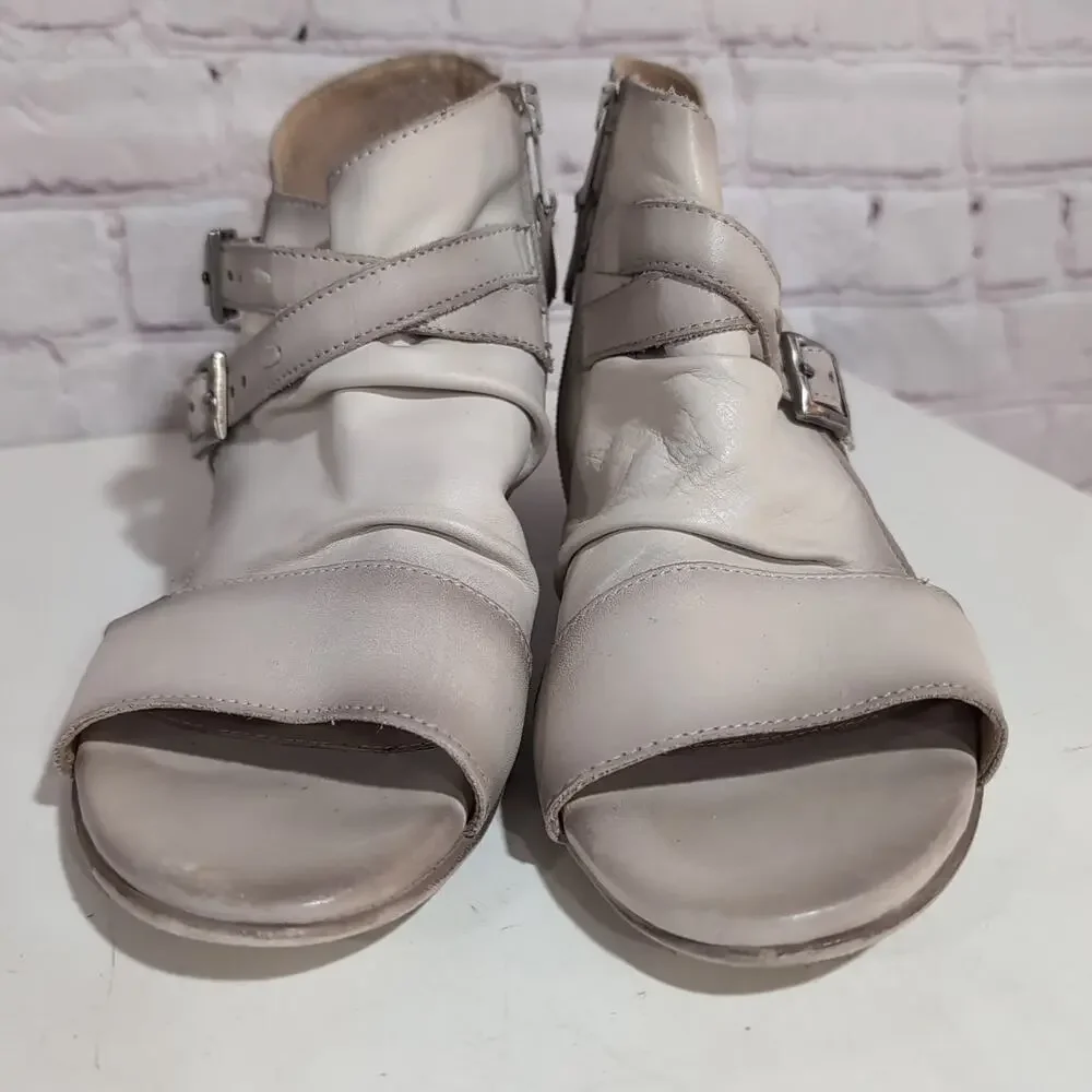 Miz Mooz Cassius Womens Linen Leather Zipper Heeled Sandals Shoes Al40 US 9-9.5 - Picture 6 of 11